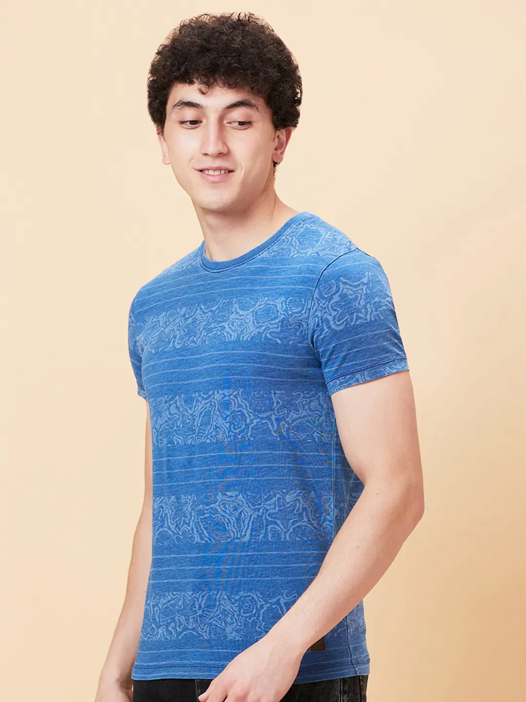 Indigo Regular Fit Round Neck Men's T-Shirt by Being Human Clothing - Image 4