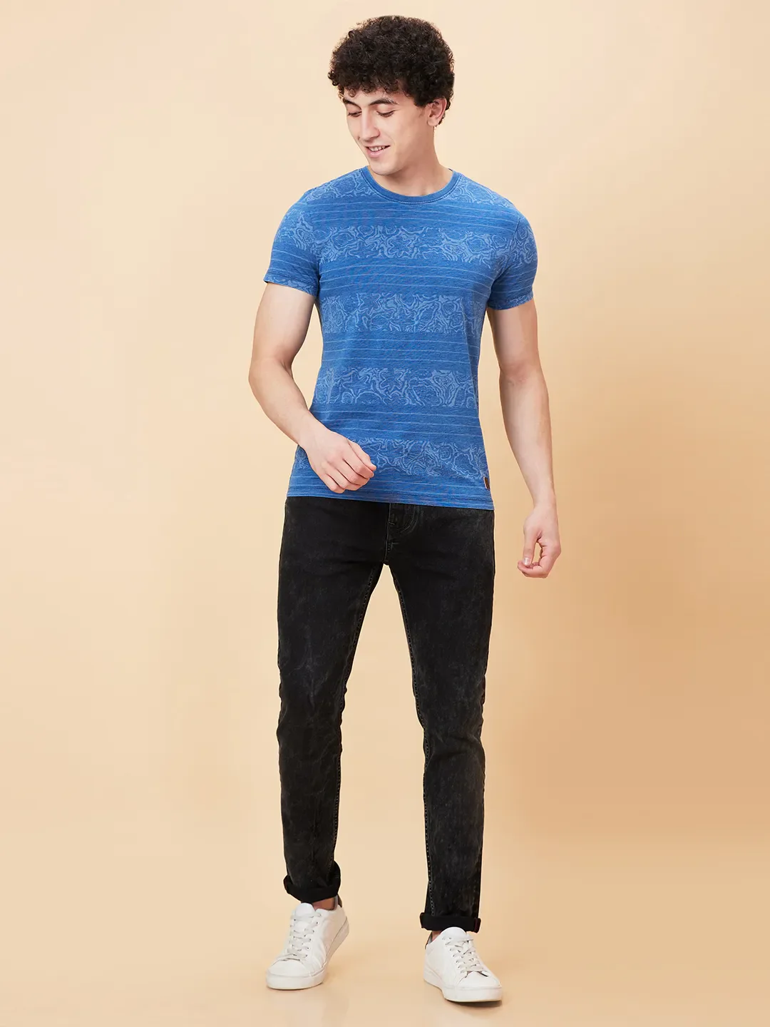 Indigo Regular Fit Round Neck Men's T-Shirt by Being Human Clothing - Image 6