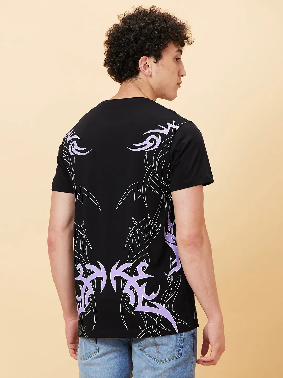 Jet Black Regular Fit Round Neck Men's T-Shirt by Being Human Clothing - Image 4