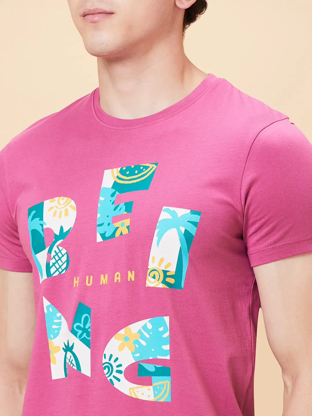 Mauve Haze Regular Fit Round Neck Men's T-Shirt by Being Human Clothing - Image 5