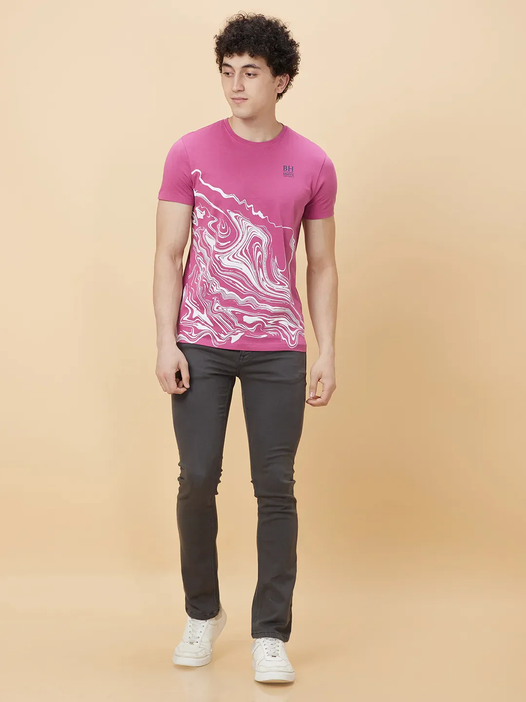Mauve Haze Regular Fit Round Neck Men's T-Shirt by Being Human Clothing - Image 2