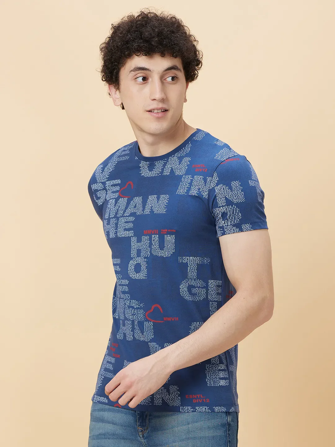 Midnight Blue Regular Fit Round Neck Men's T-Shirt by Being Human Clothing - Image 3
