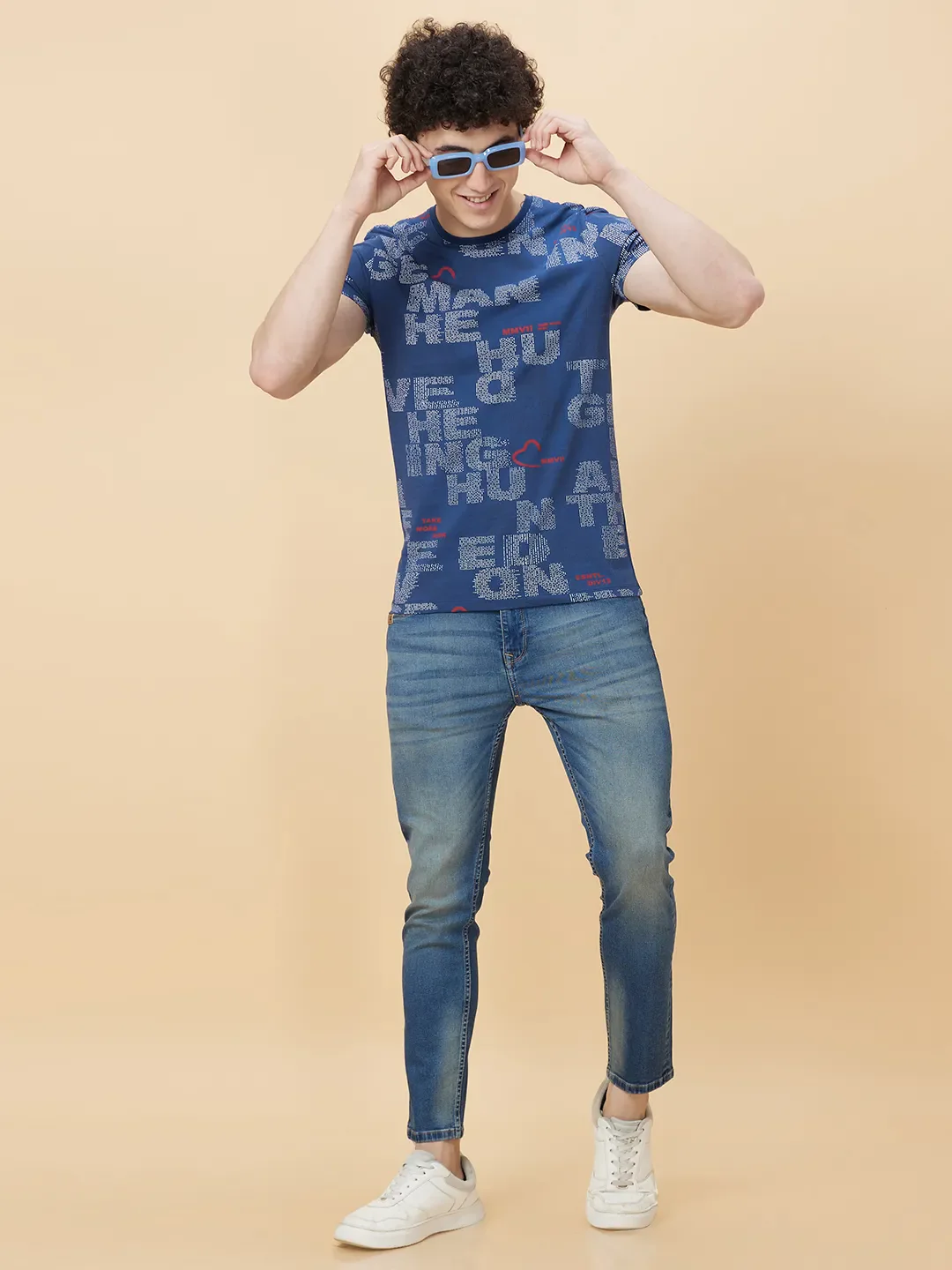 Midnight Blue Regular Fit Round Neck Men's T-Shirt by Being Human Clothing - Image 6