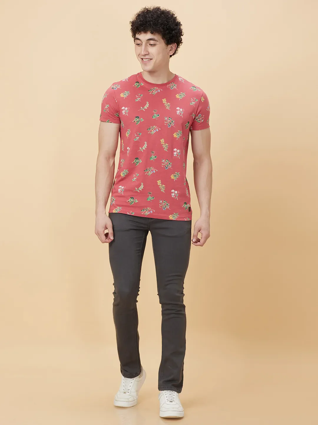 Mineral Red Regular Fit Round Neck Men's T-Shirt by Being Human Clothing - Image 2