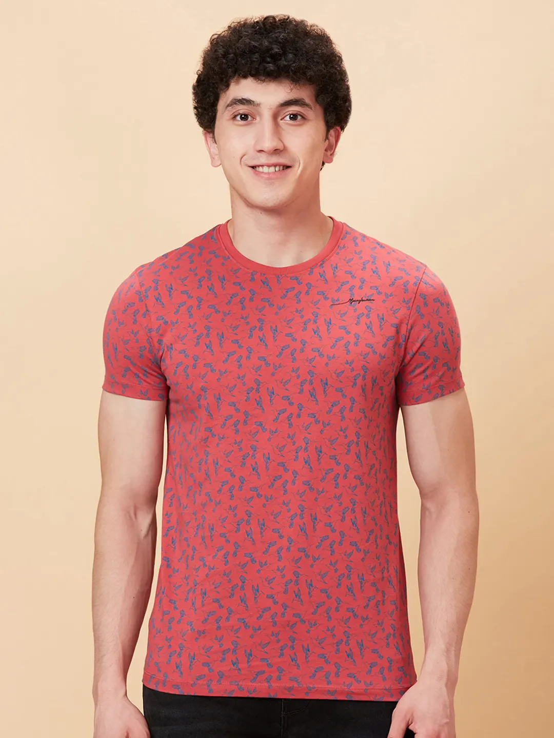 Mineral Red Regular Fit Round Neck Men's T-Shirt by Being Human Clothing