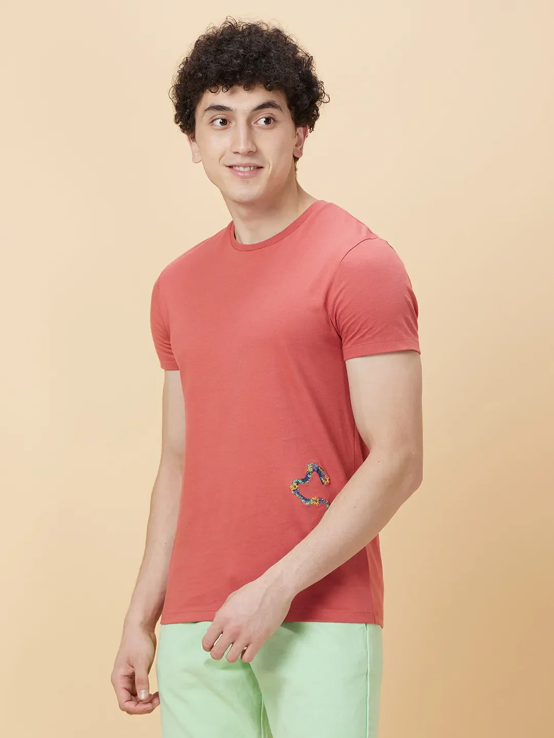 Mineral Red Regular Fit Round Neck Men's T-Shirt by Being Human Clothing - Image 3