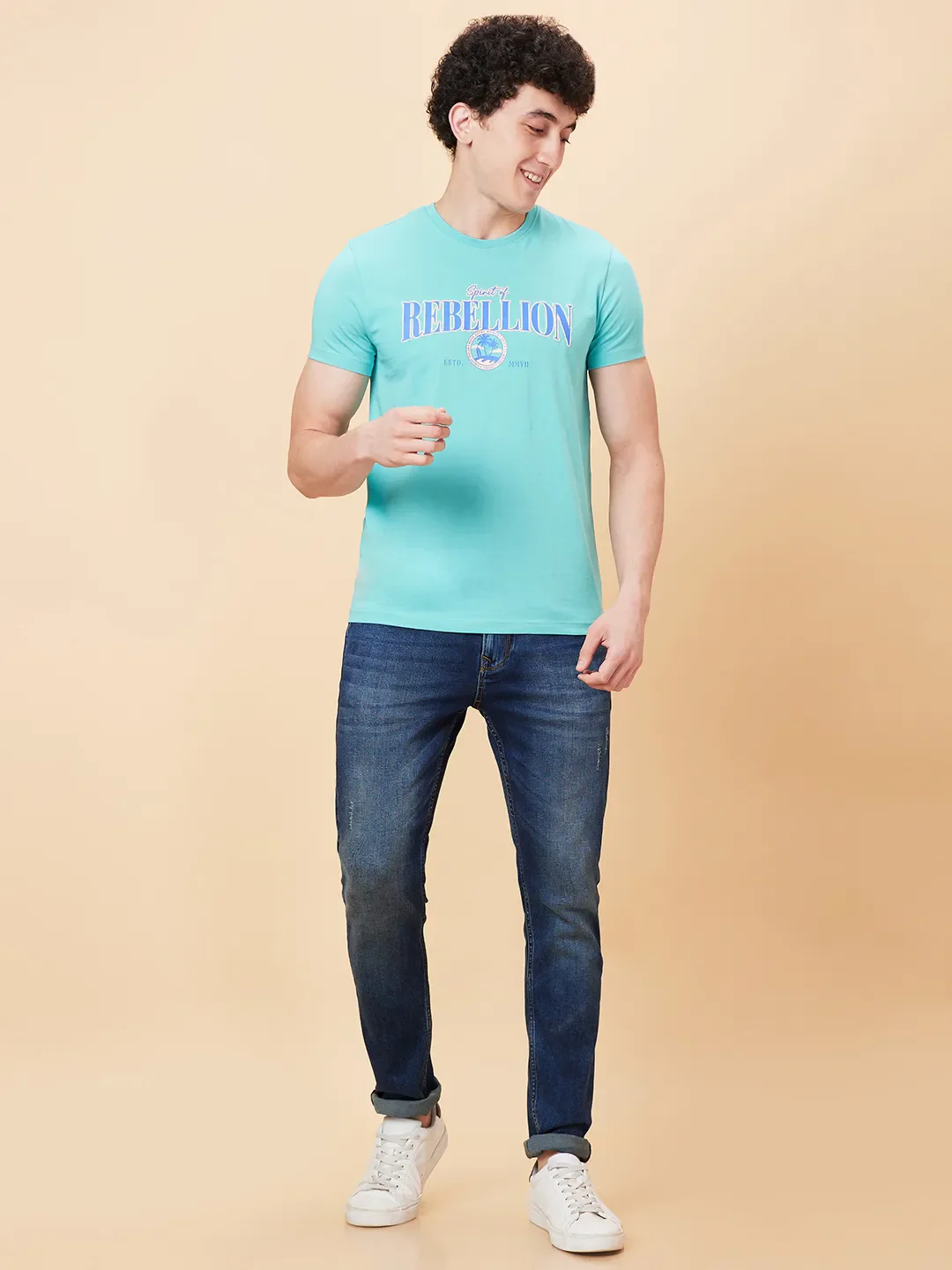 Mint Regular Fit Round Neck Men's T-Shirt by Being Human Clothing - Image 2