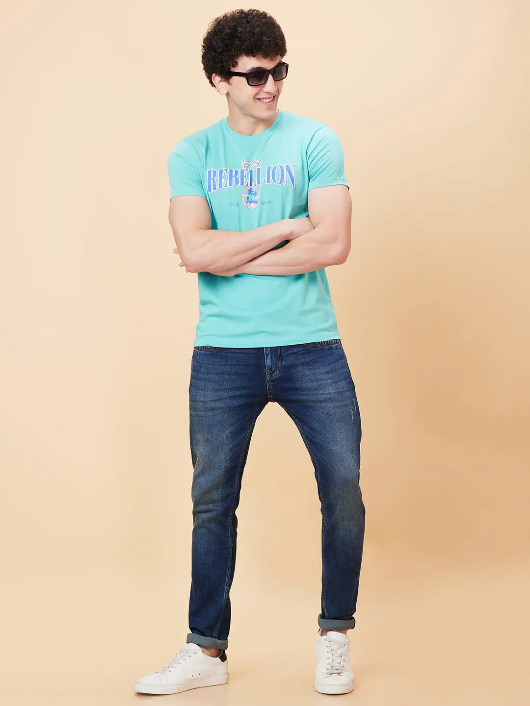 Mint Regular Fit Round Neck Men's T-Shirt by Being Human Clothing - Image 6