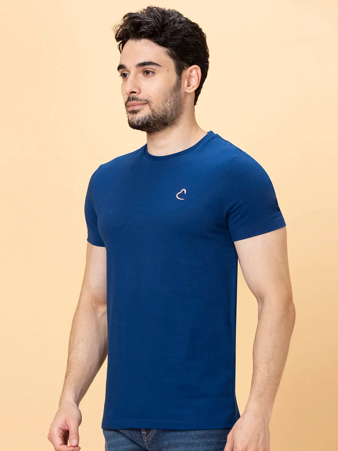 Navy Regular Fit Round Neck Men's T-Shirt by Being Human Clothing - Image 4