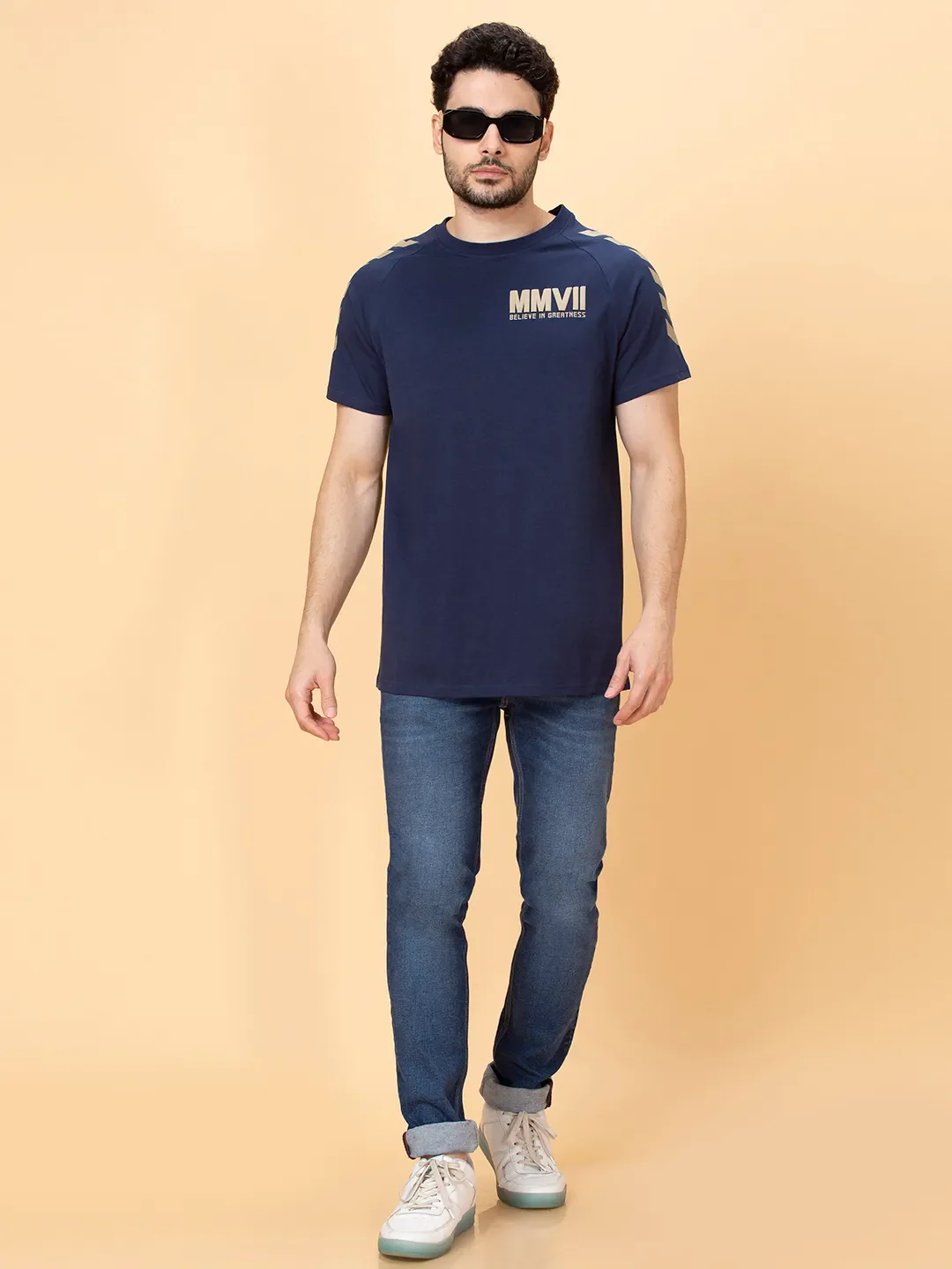 Night Blue Regular Fit Round Neck Men's T-Shirt by Being Human Clothing - Image 6