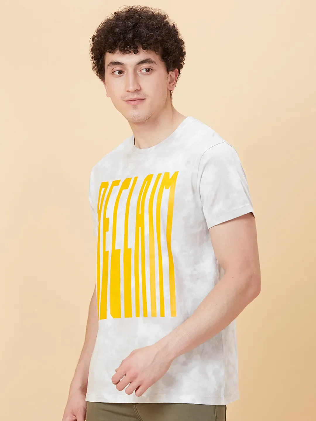 Off Grey Regular Fit Round Neck Men's T-Shirt by Being Human Clothing - Image 4