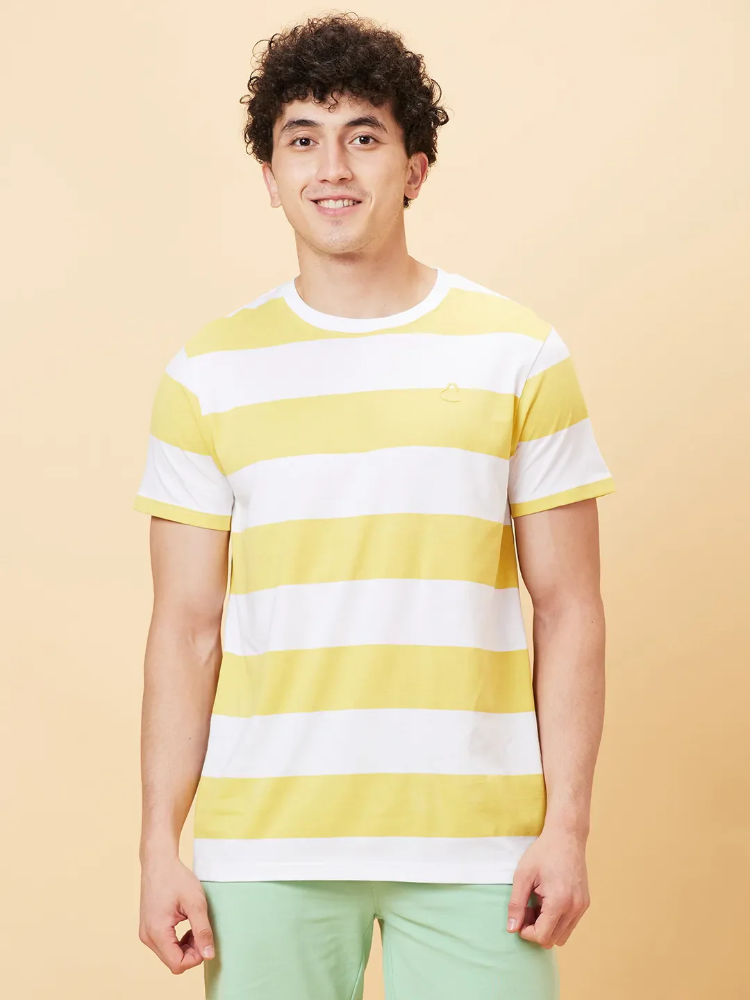 Off White Regular Fit Round Neck Men's T-Shirt by Being Human Clothing