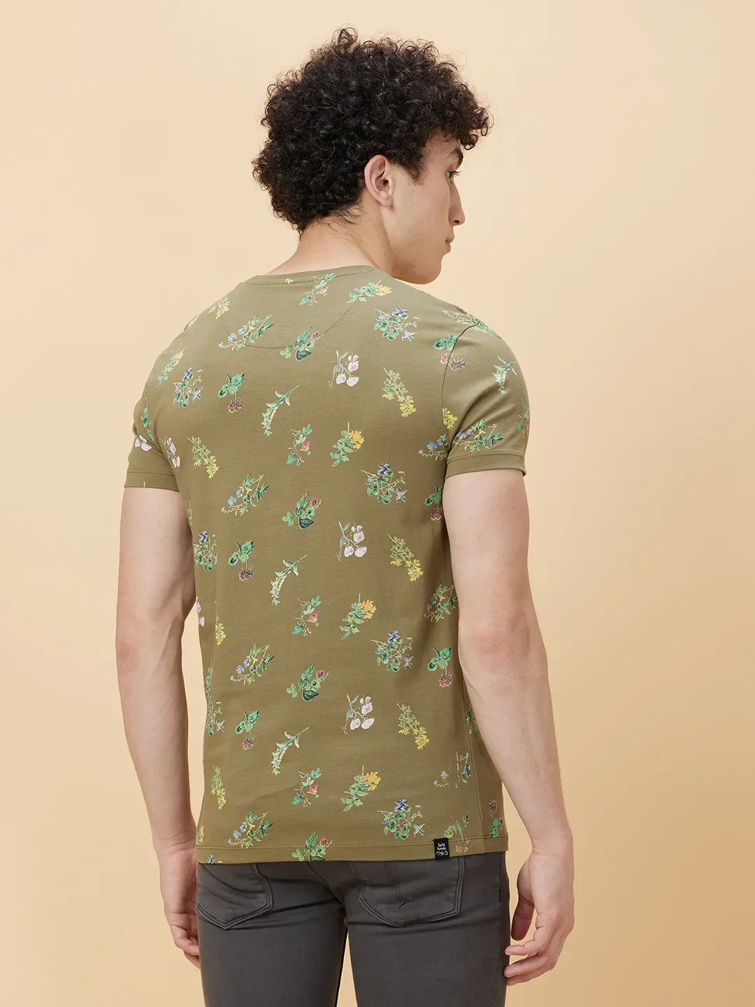 Olive Regular Fit Round Neck Men's T-Shirt by Being Human Clothing - Image 4