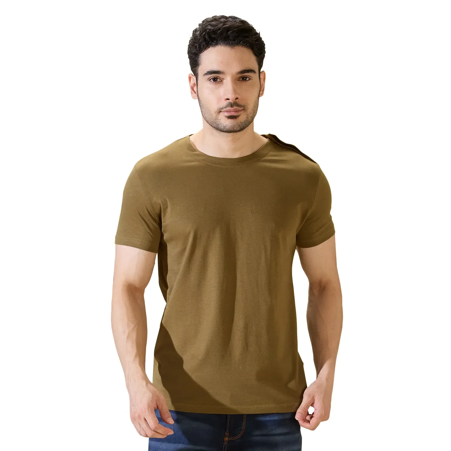 Olive Regular Fit Round Neck Men's T-Shirt by Being Human Clothing