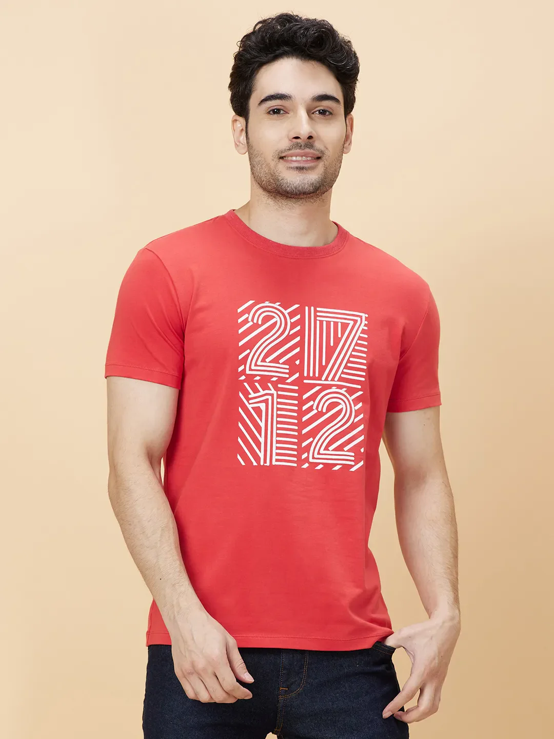 Orange Regular Fit Round Neck Men's T-Shirt by Being Human Clothing - Image 6
