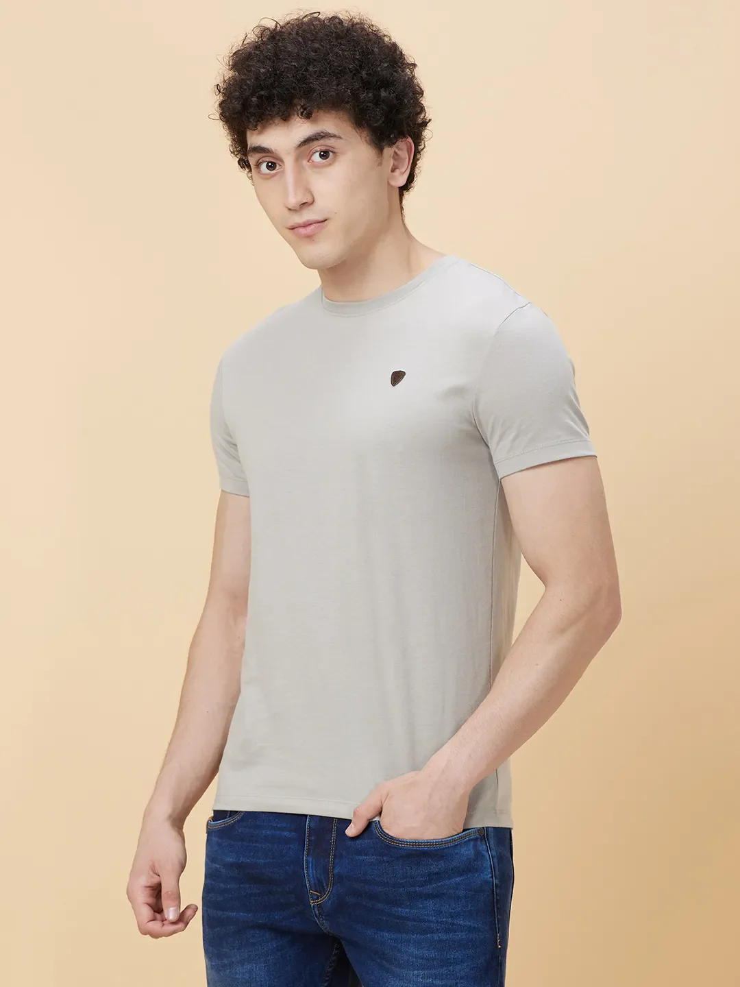 Sand Regular Fit Round Neck Men's T-Shirt by Being Human Clothing - Image 3