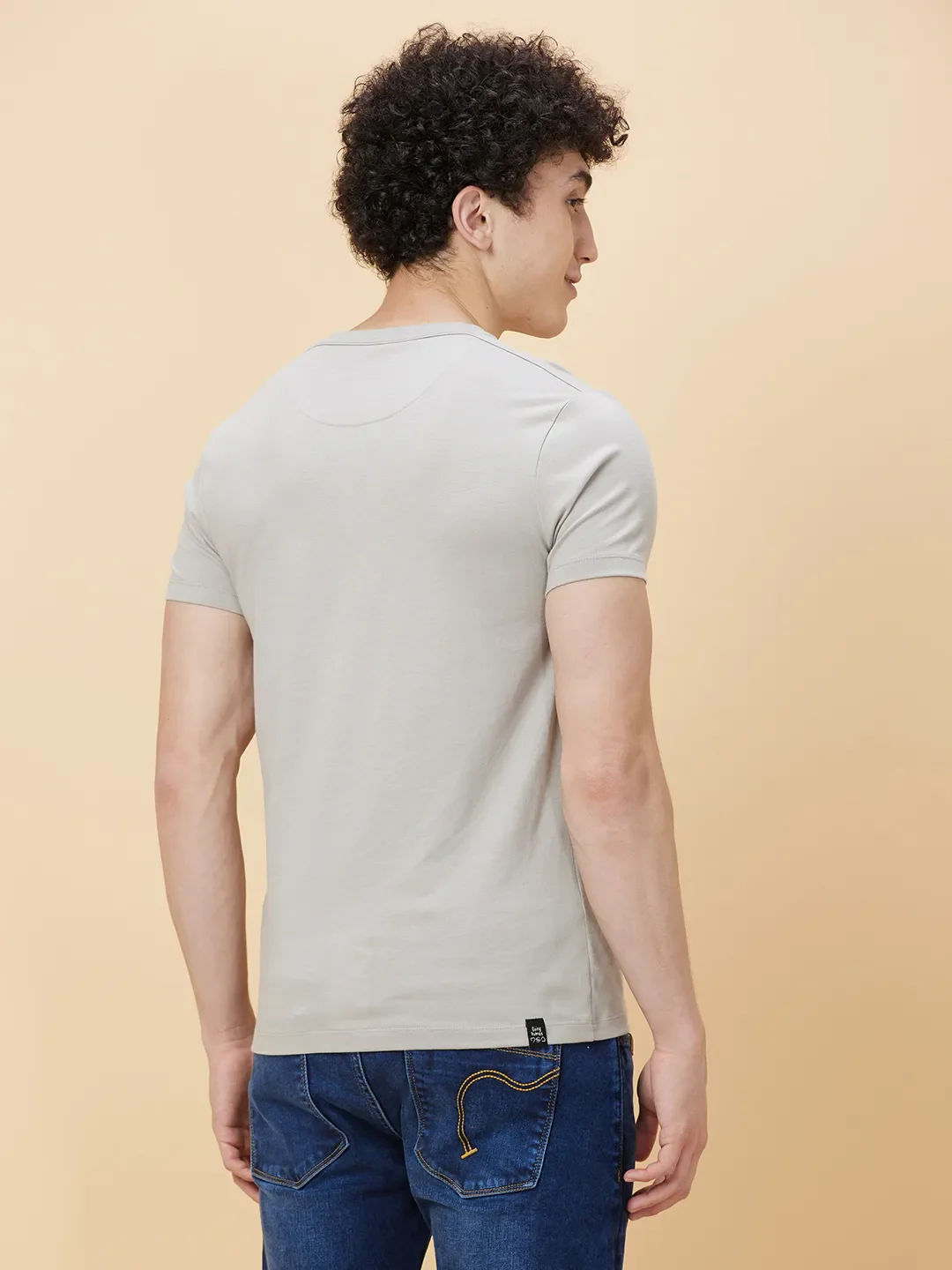 Sand Regular Fit Round Neck Men's T-Shirt by Being Human Clothing - Image 4