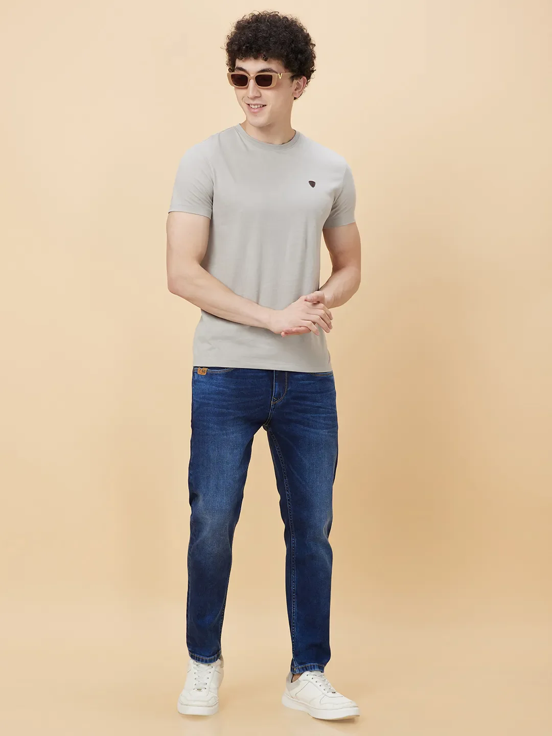 Sand Regular Fit Round Neck Men's T-Shirt by Being Human Clothing - Image 6