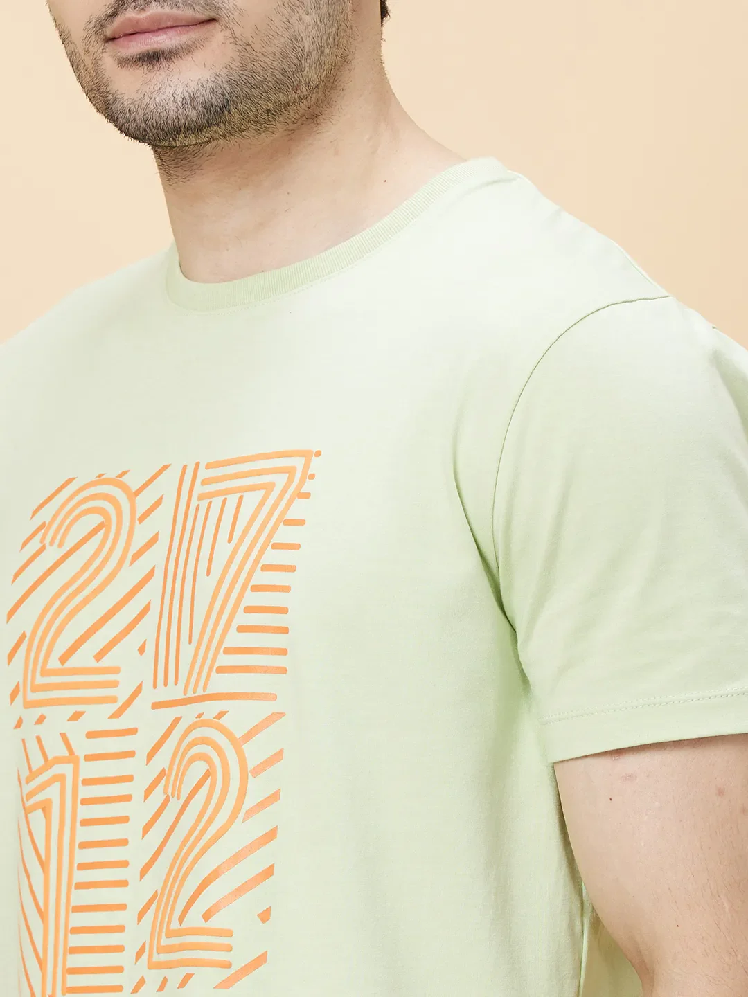 Sea Foam Regular Fit Round Neck Men's T-Shirt by Being Human Clothing - Image 2
