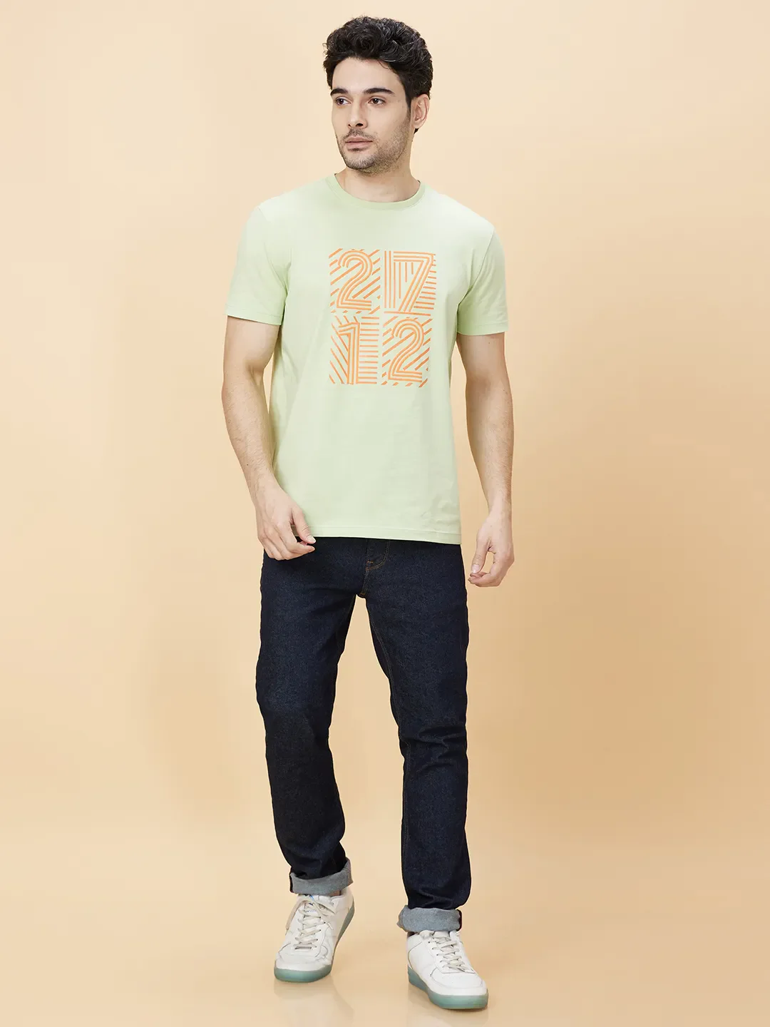 Sea Foam Regular Fit Round Neck Men's T-Shirt by Being Human Clothing - Image 5