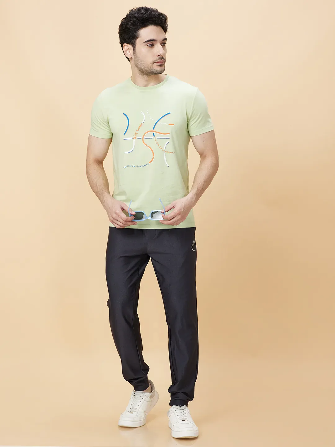 Sea Foam Green Regular Fit Round Neck Men's T-Shirt by Being Human Clothing - Image 5