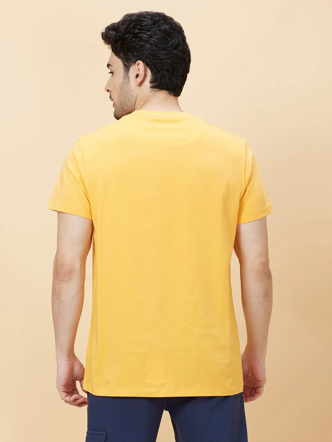 Vibrant Orange Regular Fit Round Neck Men's T-Shirt by Being Human Clothing - Image 4