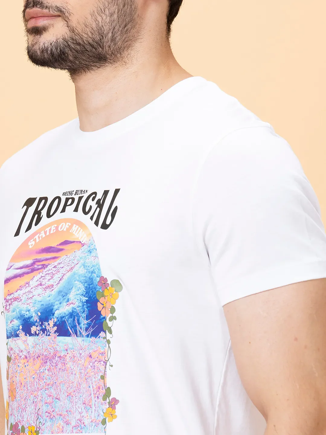 White Regular Fit Men's Short Sleeves T-Shirt by Being Human Clothing - Image 5