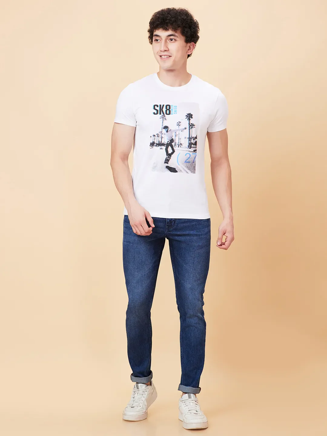 White Regular Fit Round Neck Men's T-Shirt by Being Human Clothing - Image 2