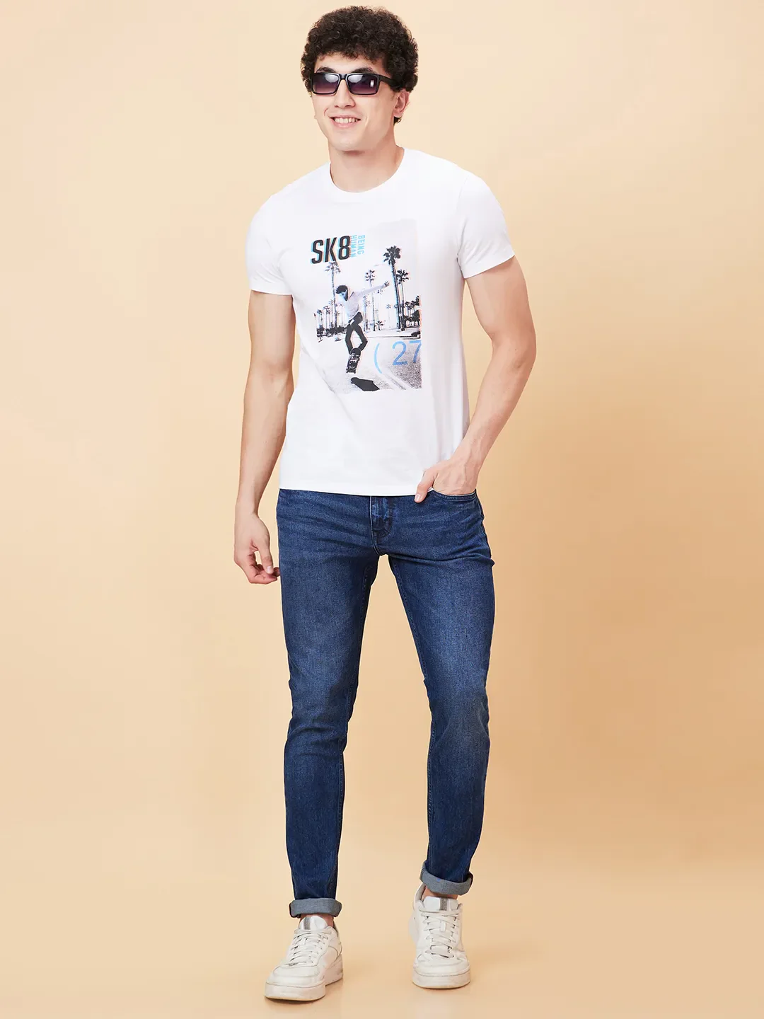 White Regular Fit Round Neck Men's T-Shirt by Being Human Clothing - Image 6