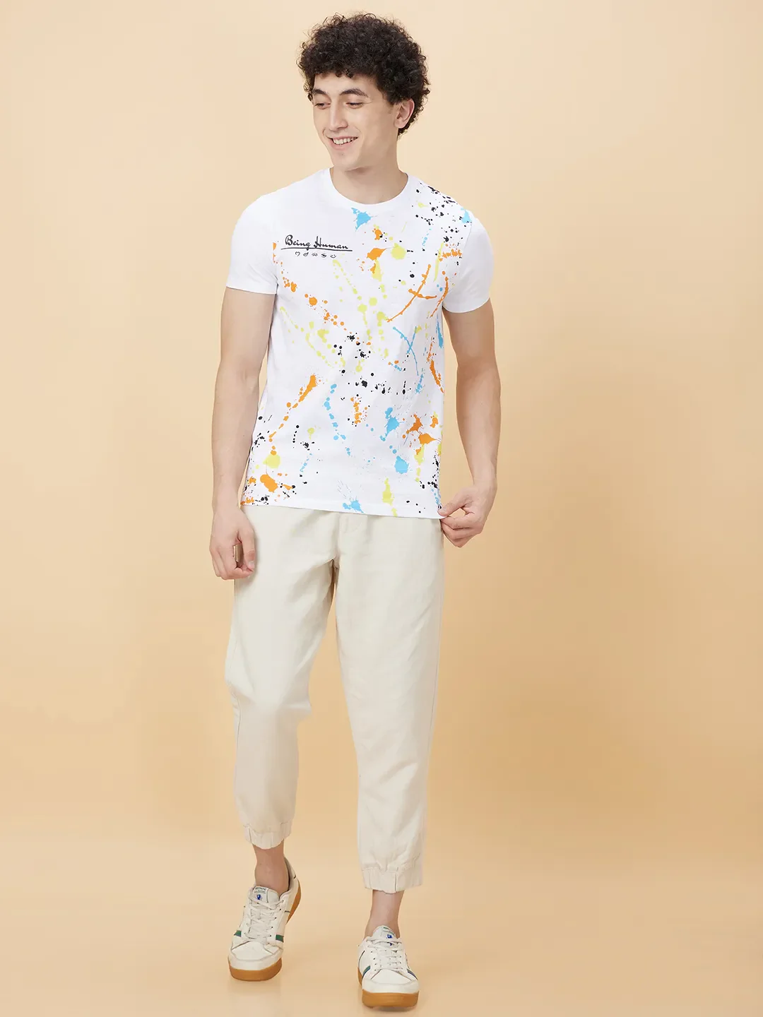 White Regular Fit Round Neck Men's T-Shirt by Being Human Clothing - Image 2