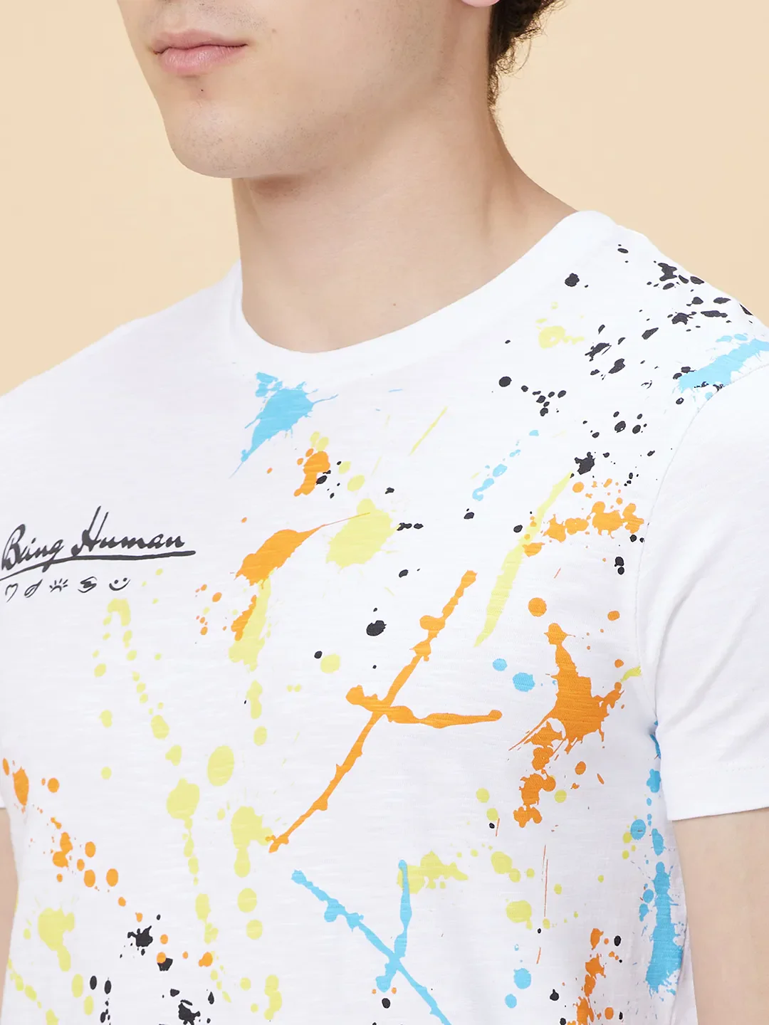 White Regular Fit Round Neck Men's T-Shirt by Being Human Clothing - Image 5