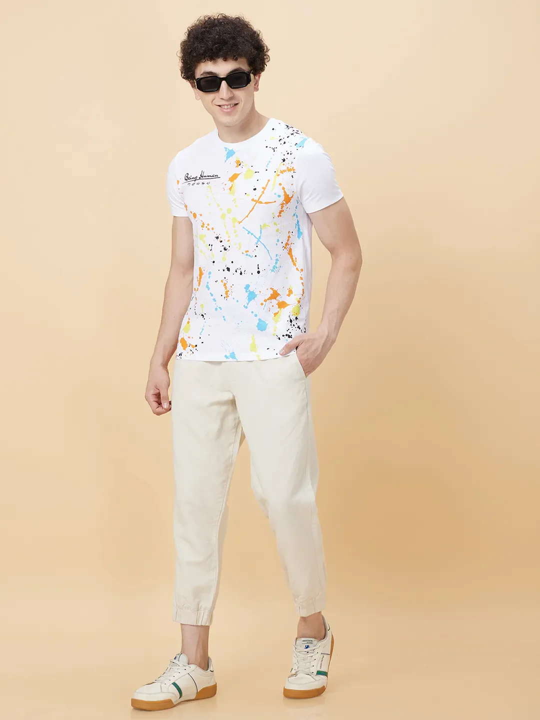 White Regular Fit Round Neck Men's T-Shirt by Being Human Clothing - Image 6