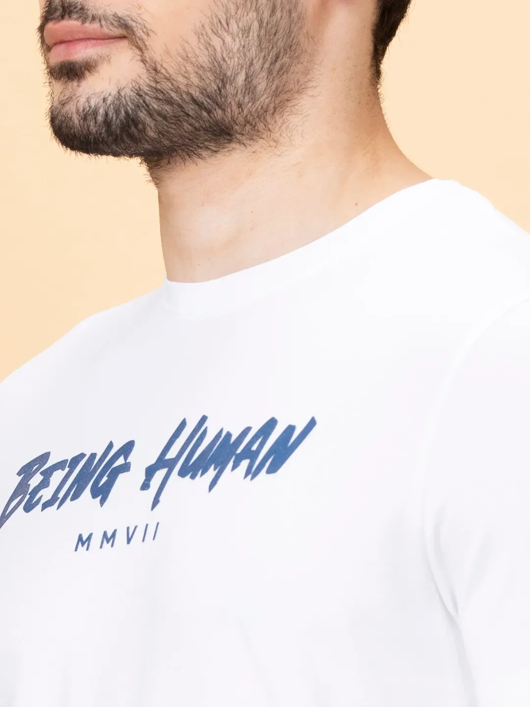 White Regular Fit Men's Short Sleeves T-Shirt by Being Human Clothing - Image 5