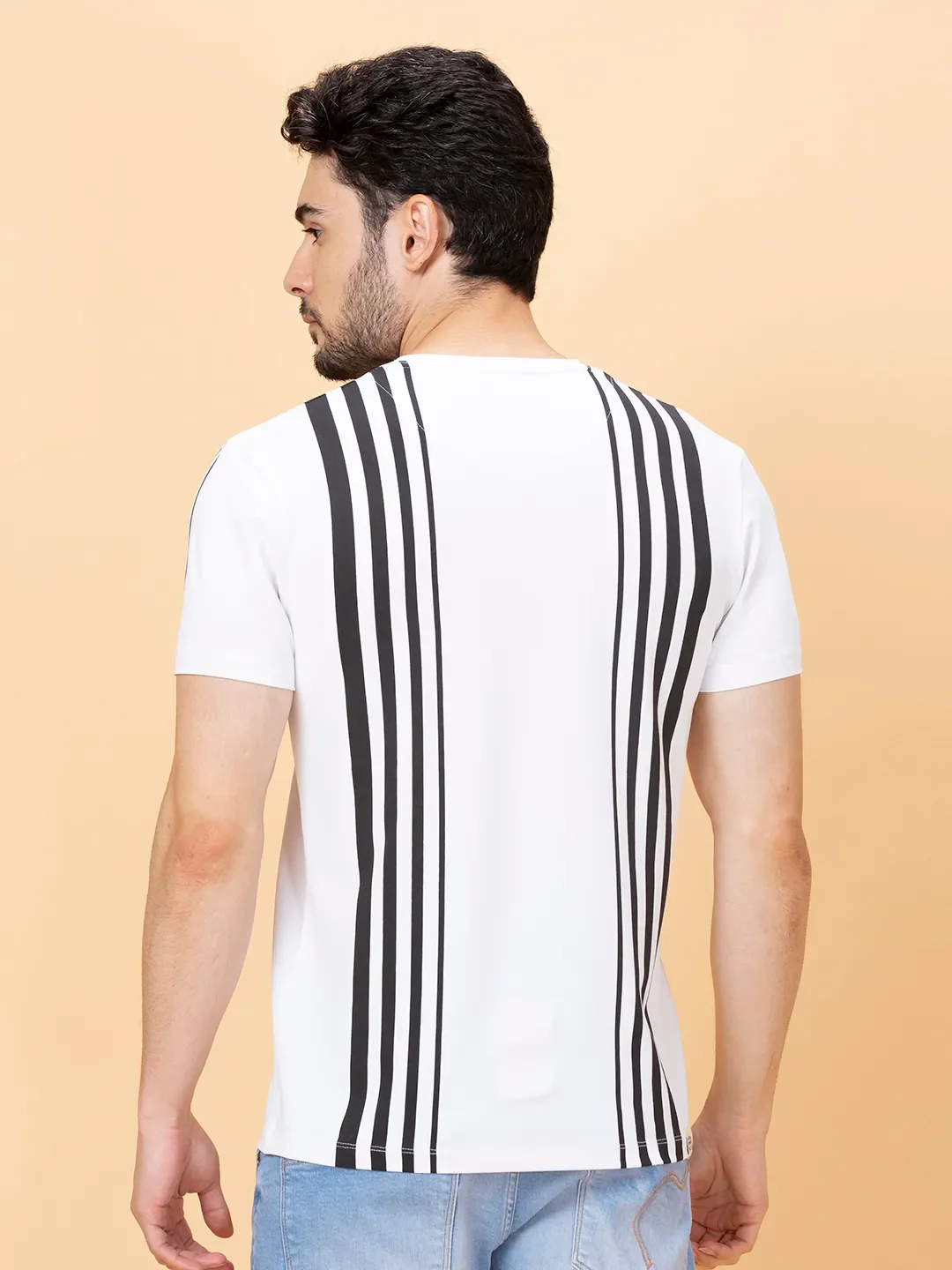White Regular Fit Round Neck Men's T-Shirt by Being Human Clothing - Image 3