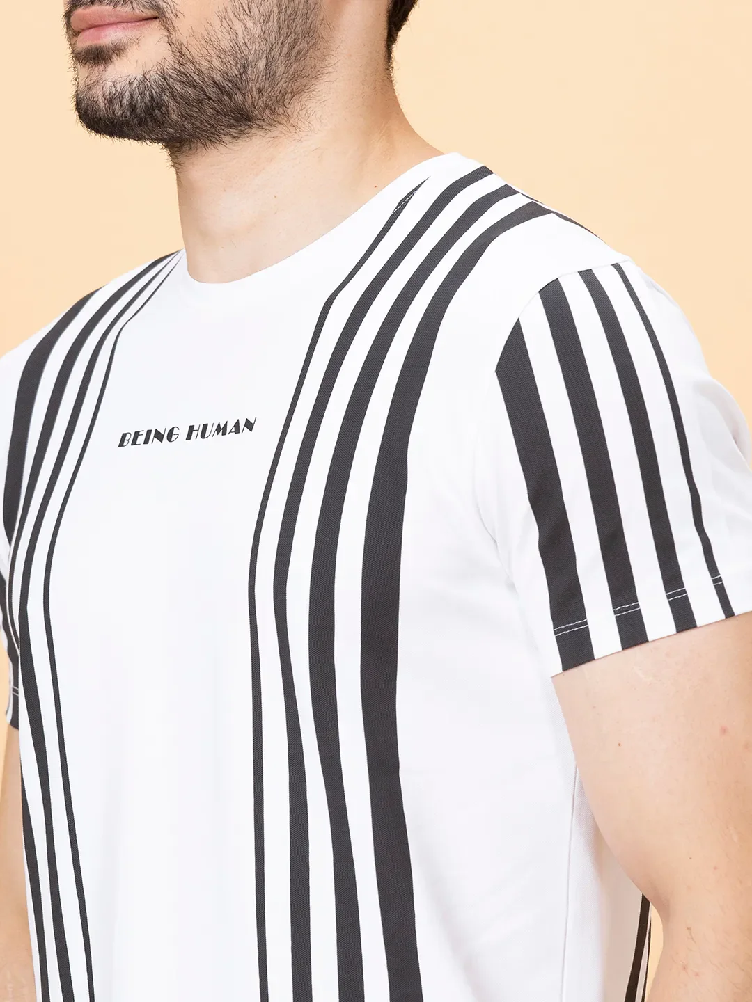 White Regular Fit Round Neck Men's T-Shirt by Being Human Clothing - Image 5