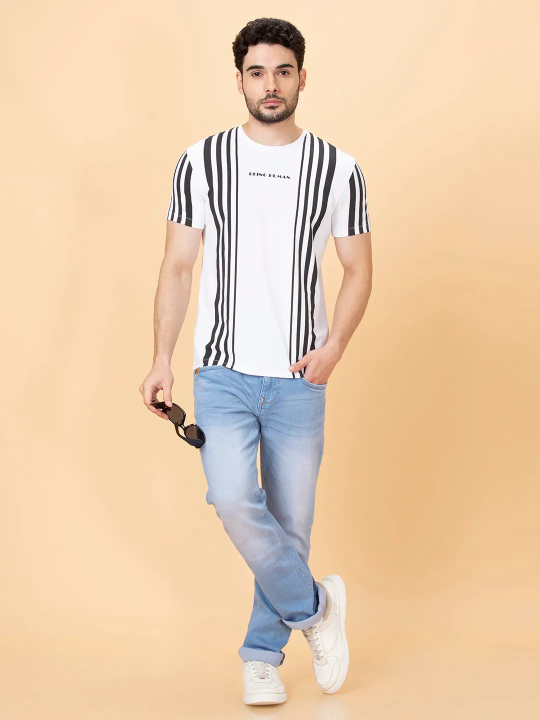 White Regular Fit Round Neck Men's T-Shirt by Being Human Clothing - Image 6