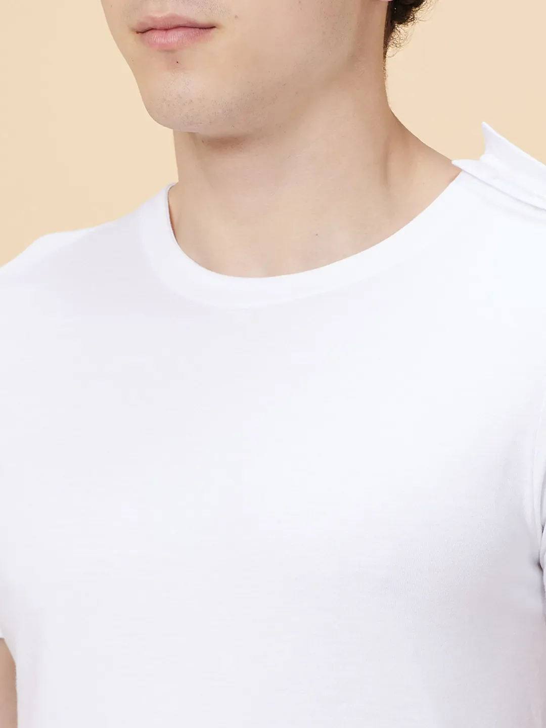 White Regular Fit Round Neck Men's T-Shirt by Being Human Clothing - Image 8