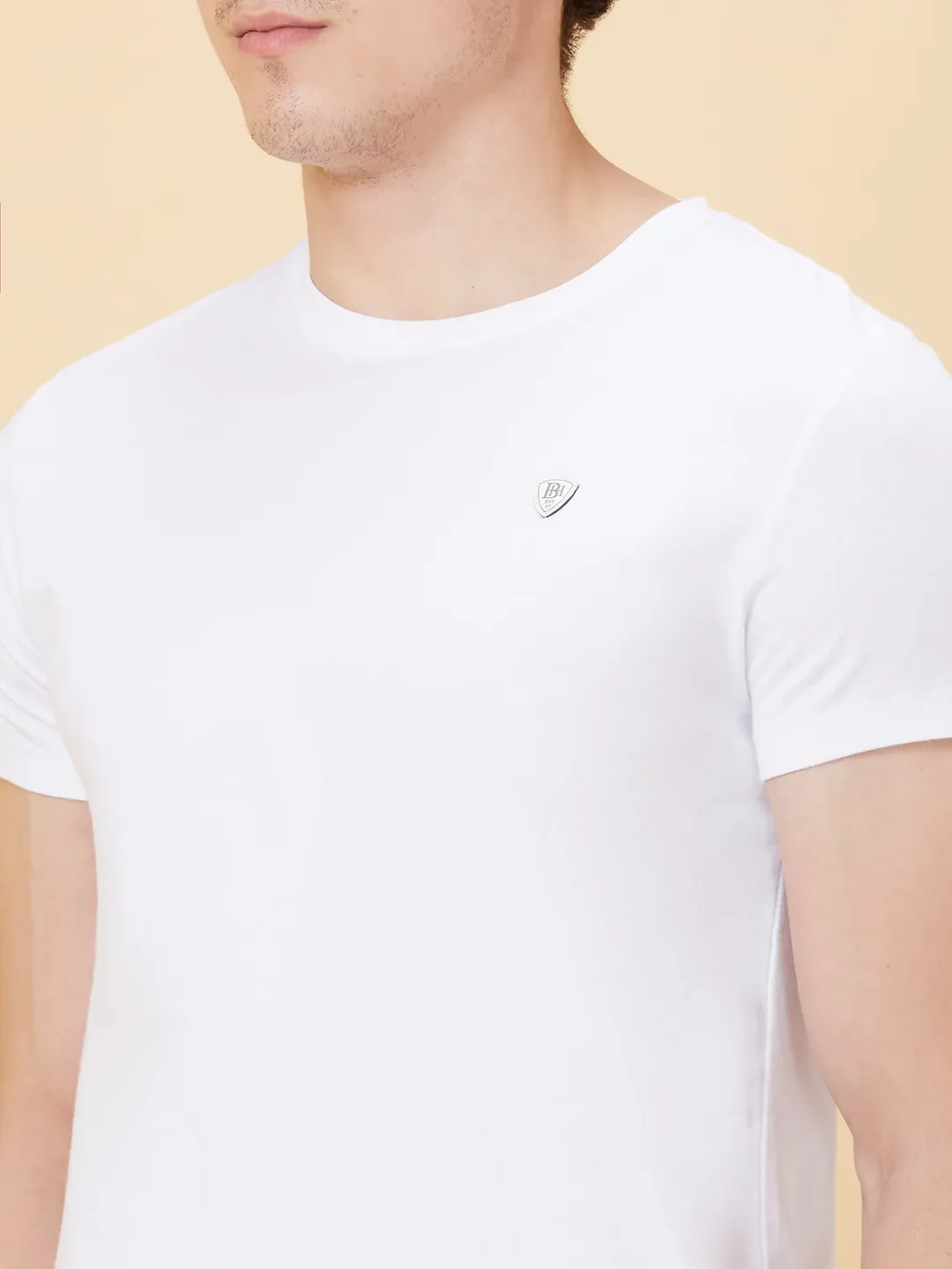 White Regular Fit Round Neck Men's T-Shirt by Being Human Clothing - Image 5