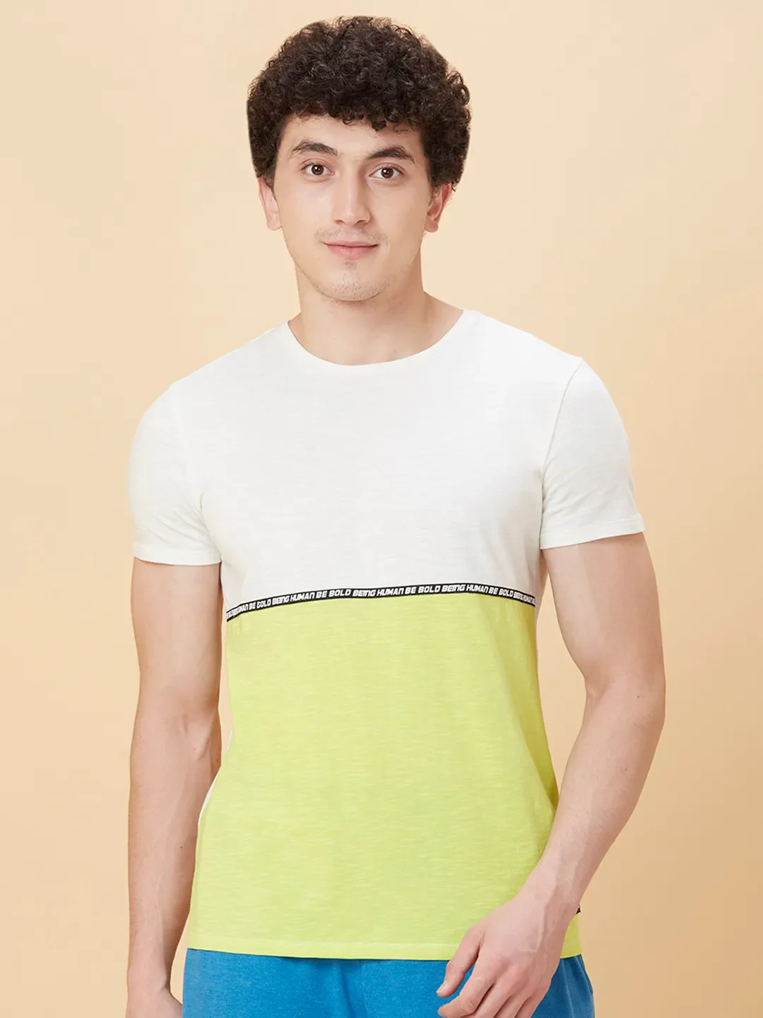 White Regular Fit Round Neck Men's T-Shirt by Being Human Clothing