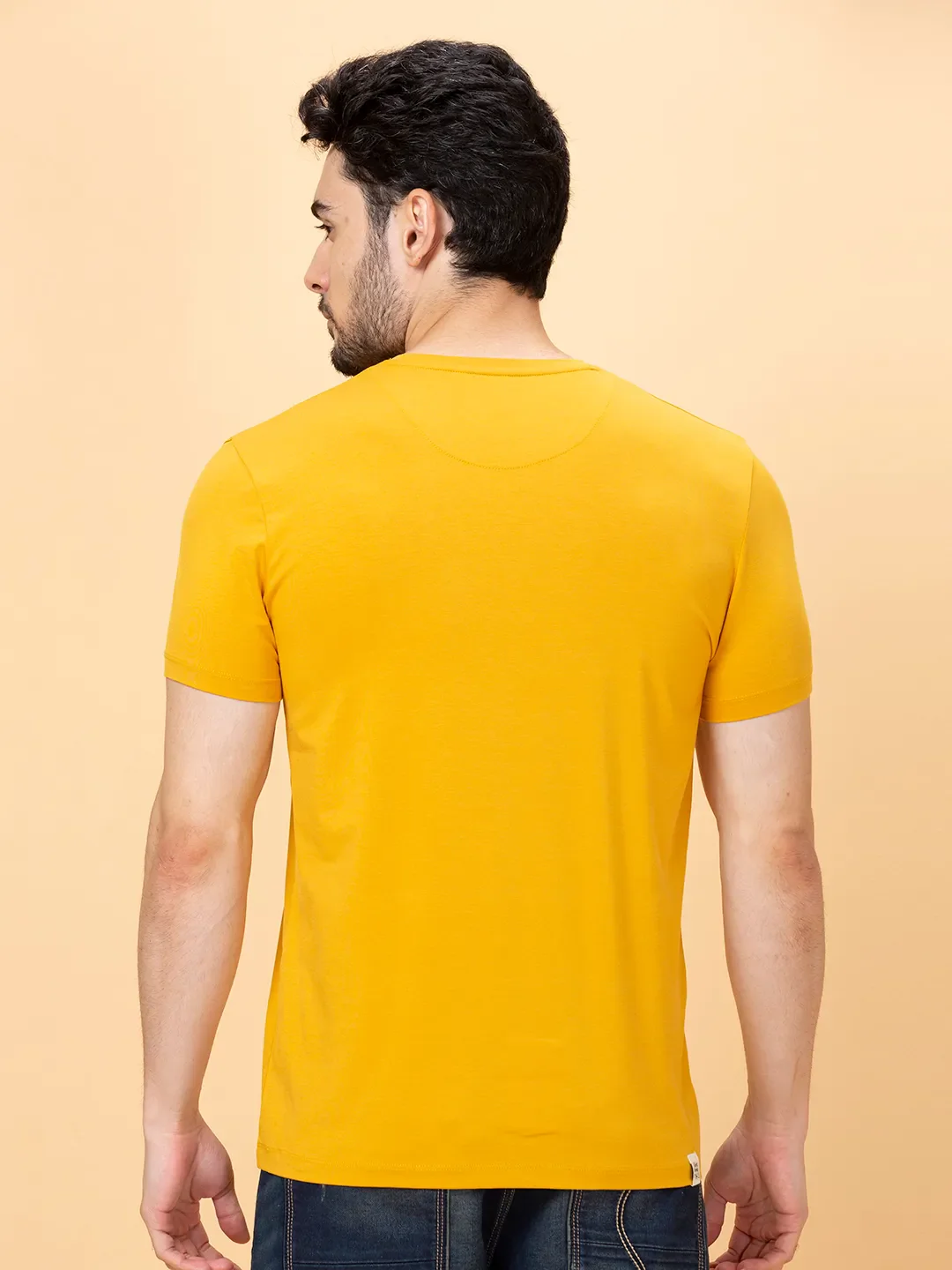 Yellow Regular Fit Round Neck Men's T-Shirt by Being Human Clothing - Image 3