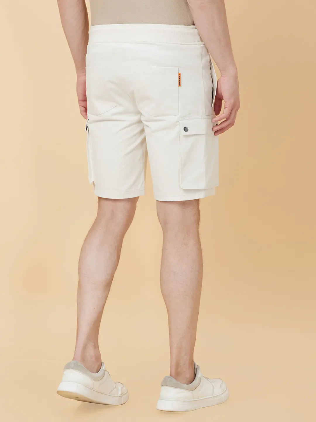 Beige Regular Fit Shorts For Men By Being Human Clothing - Image 4