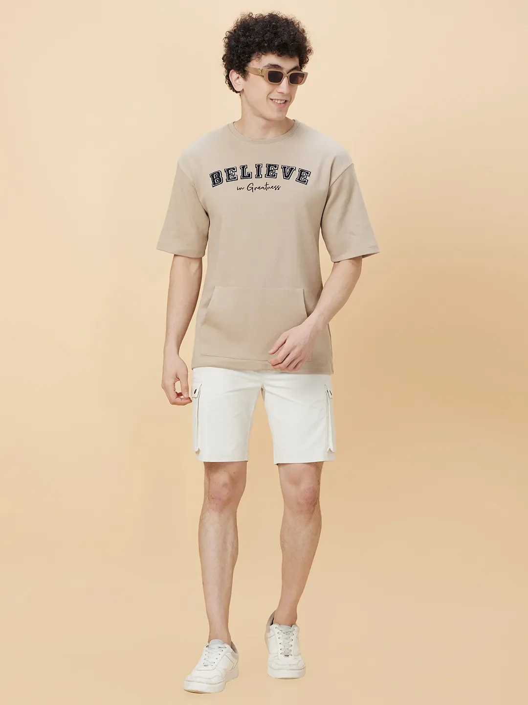 Beige Regular Fit Shorts For Men By Being Human Clothing - Image 6