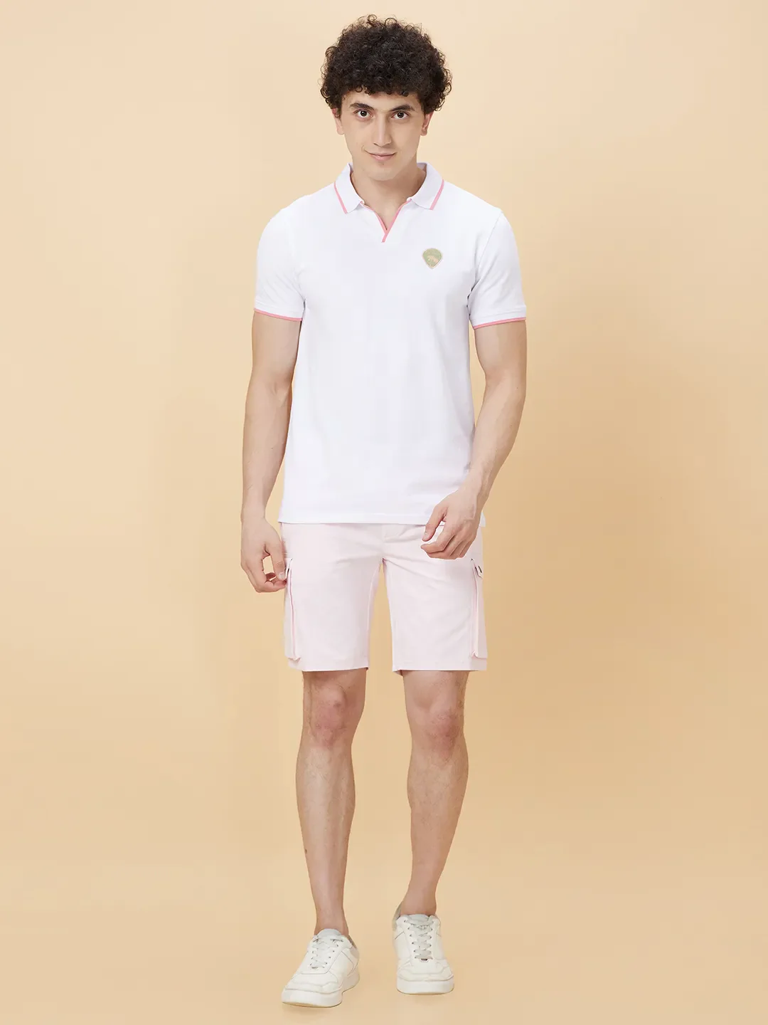 Powder Pink Regular Fit Shorts For Men By Being Human Clothing - Image 2