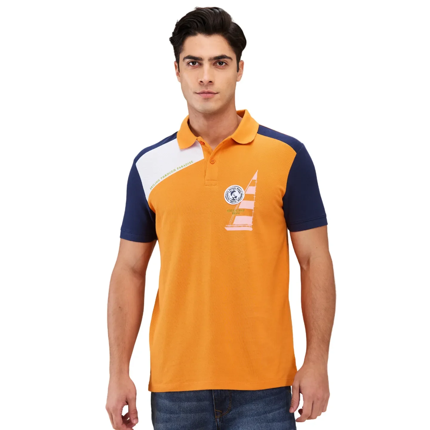 Yellow Regular Fit Men's Polo T-shirt by Being Human Clothing