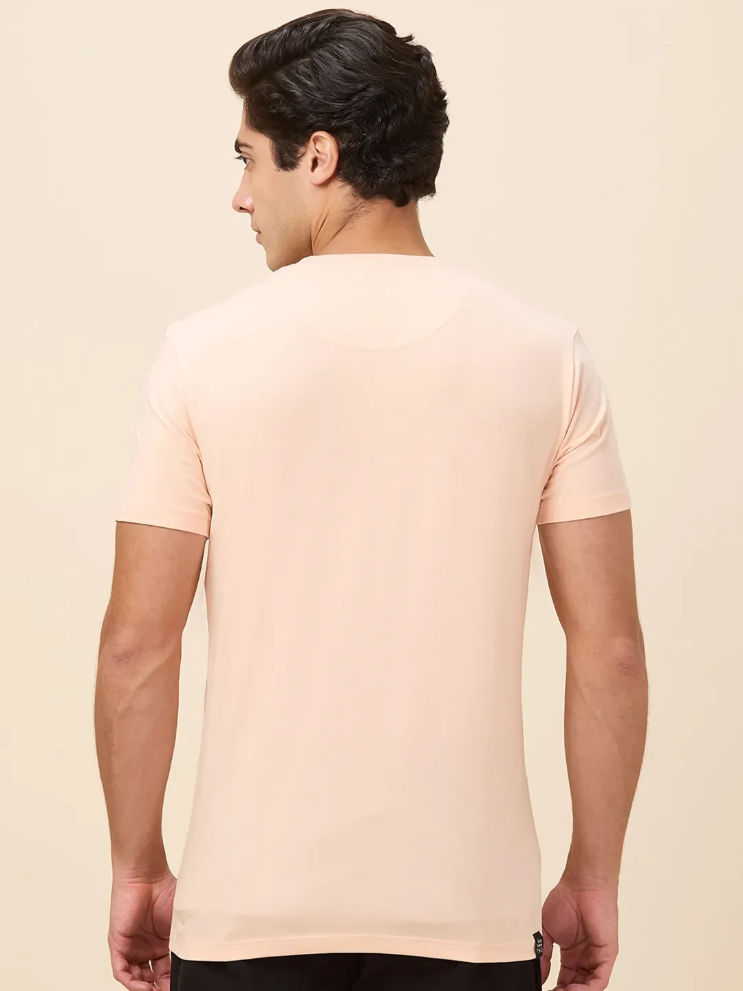 Peach Slim Fit Round Neck Men's T-Shirt by Being Human Clothing - Image 3