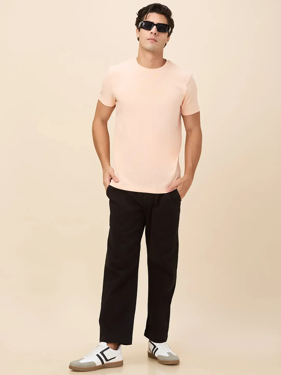 Peach Slim Fit Round Neck Men's T-Shirt by Being Human Clothing - Image 6
