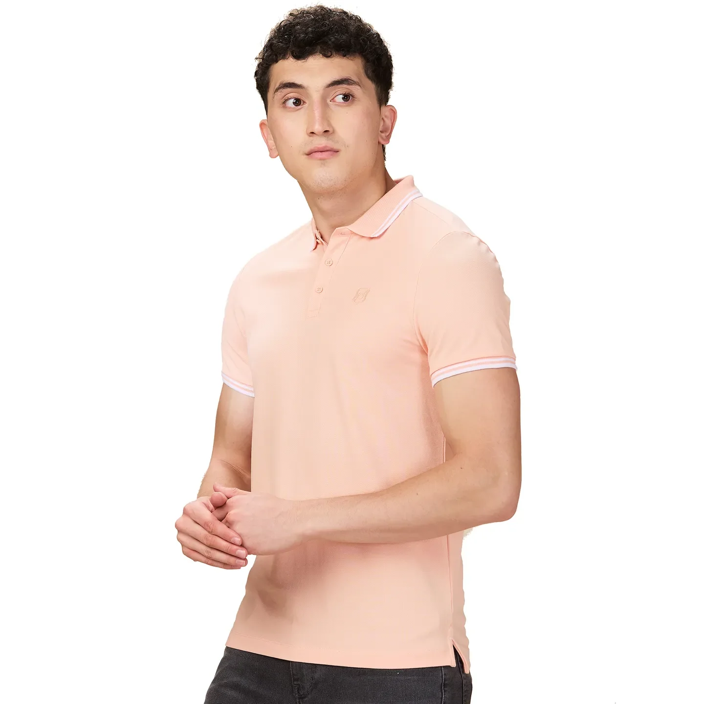 Peach Regular Fit Men's Polo T-shirt by Being Human Clothing - Image 4