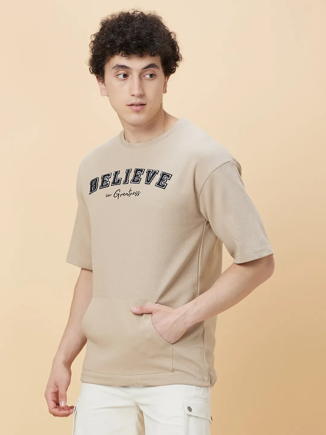 Brown Oversized Fit Men's Short Sleeves T-Shirt by Being Human Clothing - Image 3
