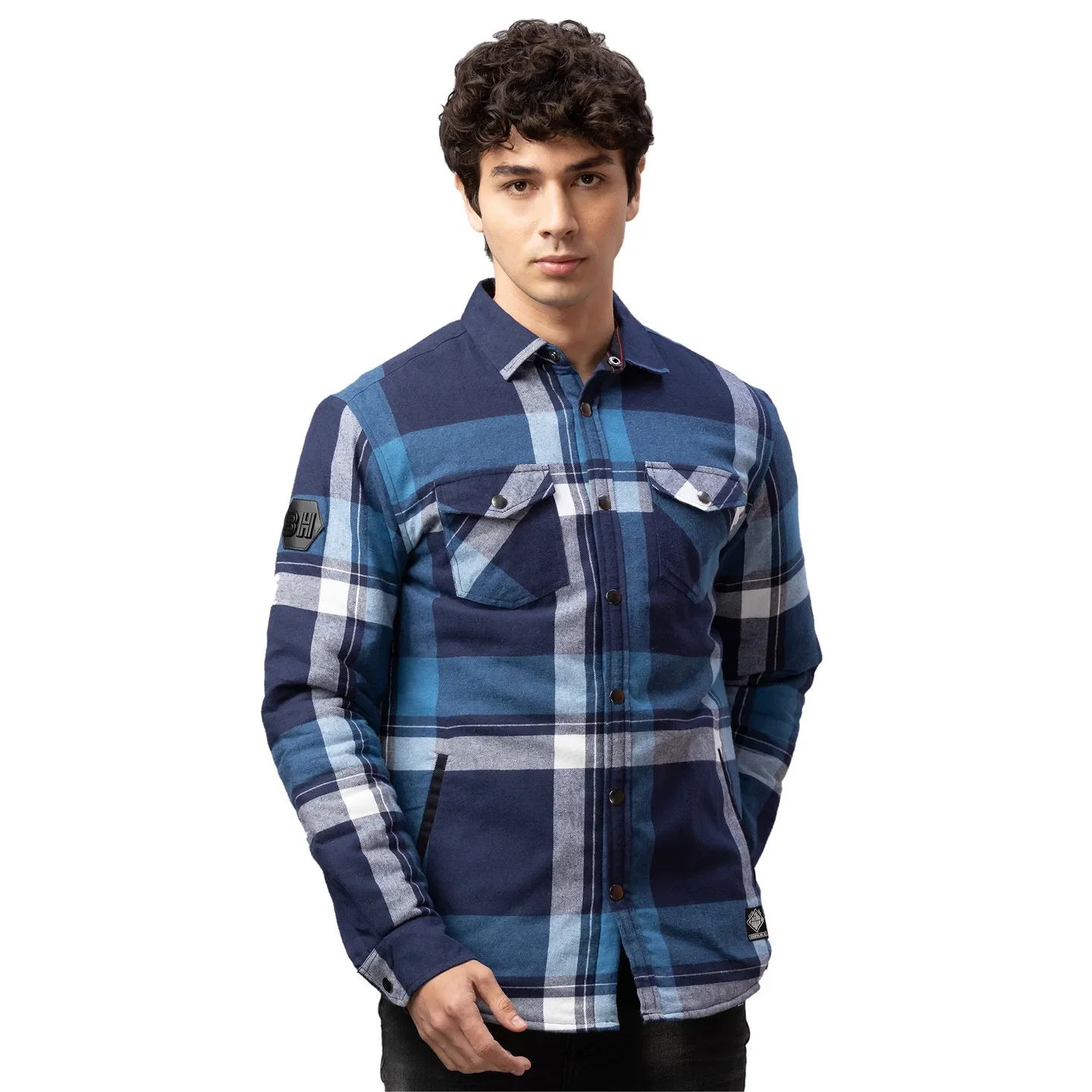 Blue Overshirt Regular Collar Men's Shirt by Being Human Clothing