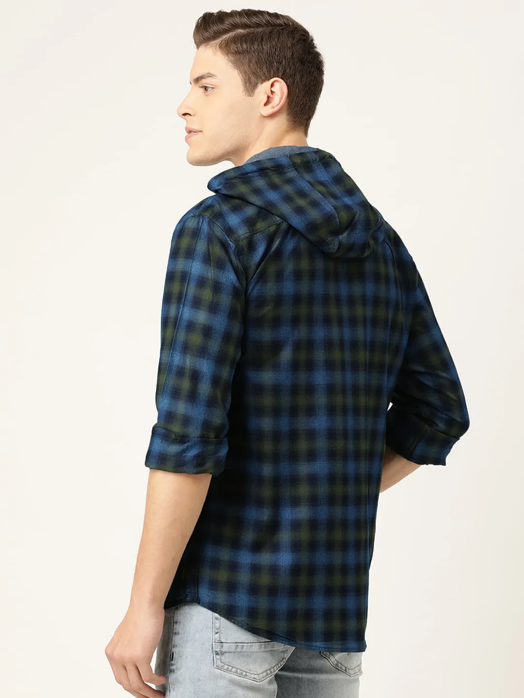Blue Regular Fit  Long Sleeves Cotton Men's Shirt by Being Human Clothing - Image 3